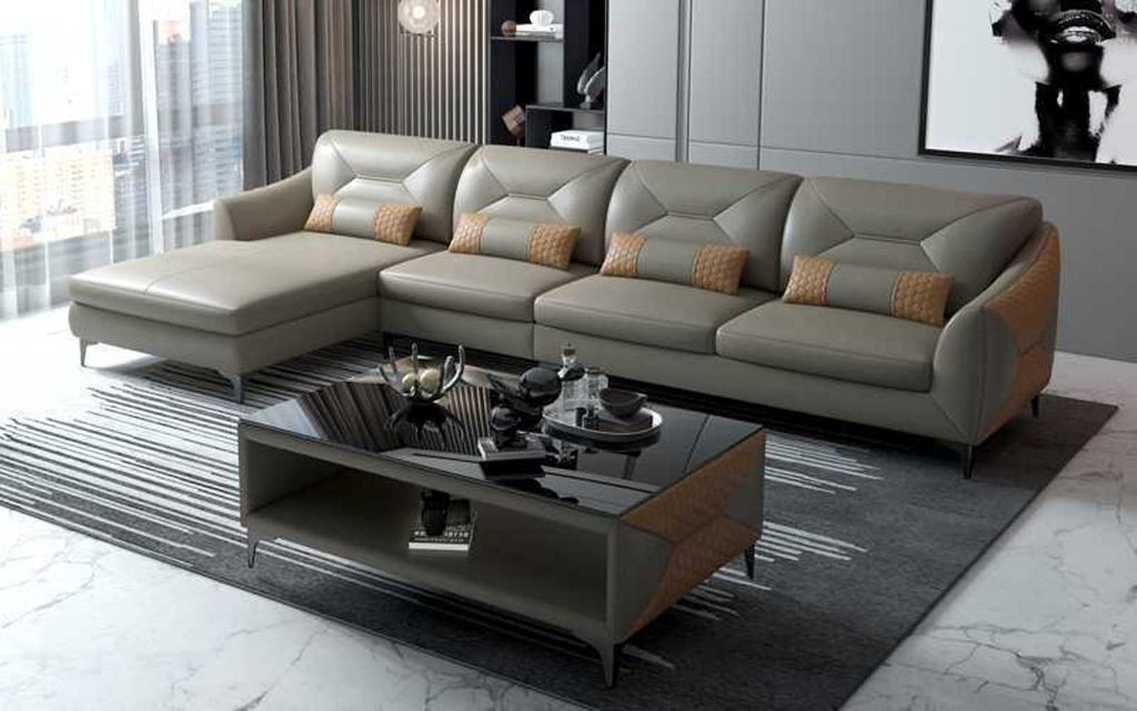 Eckgarnitur Ledersofa Ecksofa L Form Liege Couch Sofa Beige Luxus Neu