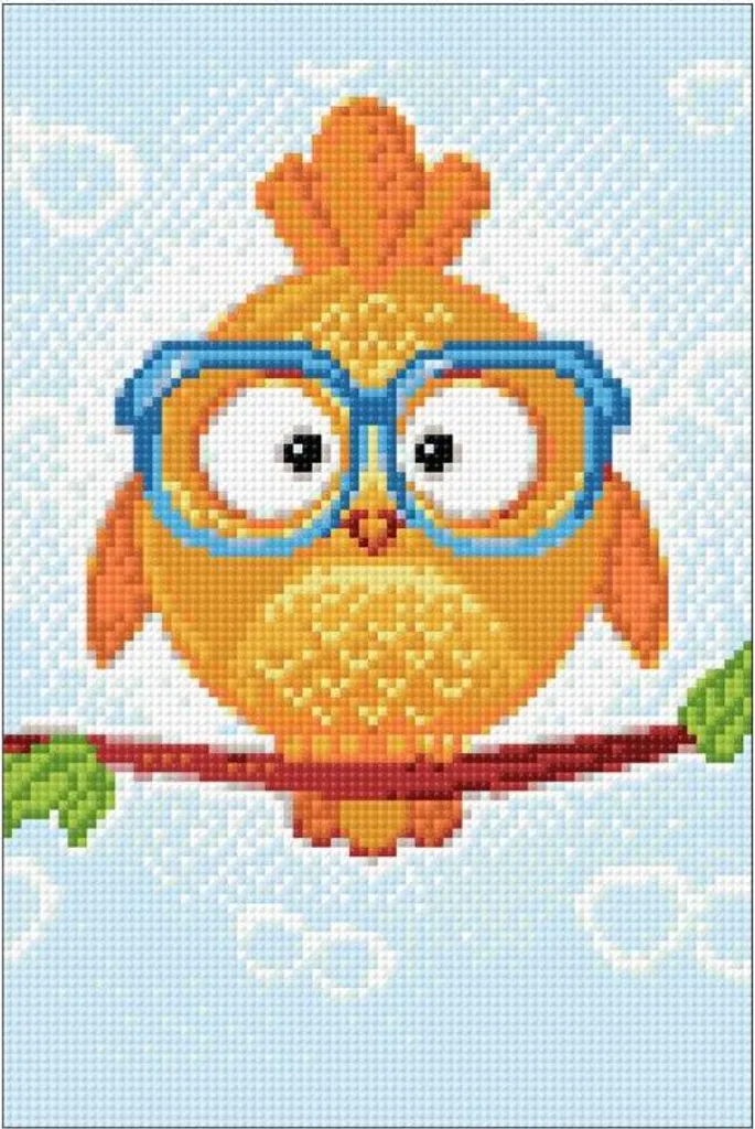 Kit Broderie Diamant 20x30 cm - Motif Hibou Leo par Wizardi Bastelset