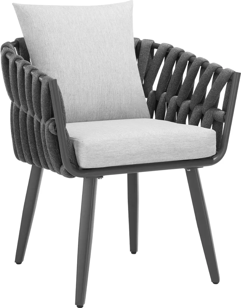 Chaise de terrasse Lugano pour repas extérieur - Aluminium et corde gris