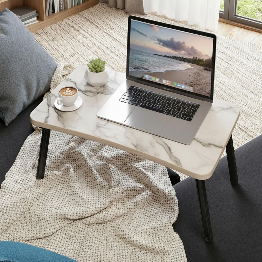 Carenza Home Laptoptisch Klappbar Creme Marmor Look Produktbild 