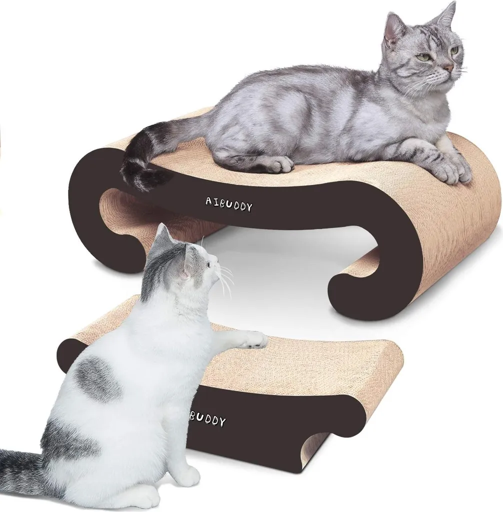 Arbre à chat 2 en 1 avec herbe à chat intégrée et structure robuste 55cm