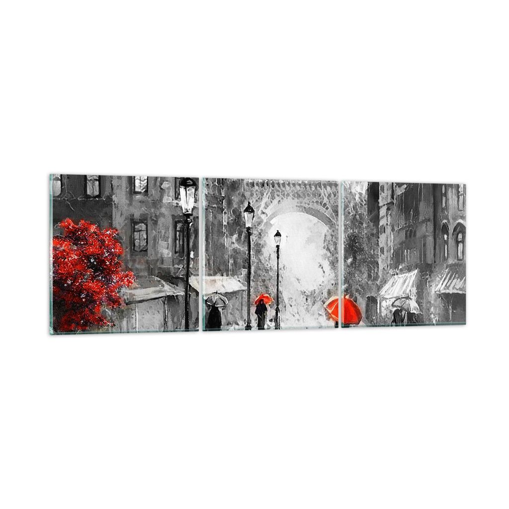 Bilder auf glas - Paris Stadt Zuhause - 90x30cm - Glasbilder - Wandbilder - Kunstdruck - zum Aufhängen bereit - Wanddekoration aus Glas - Glas Bil...