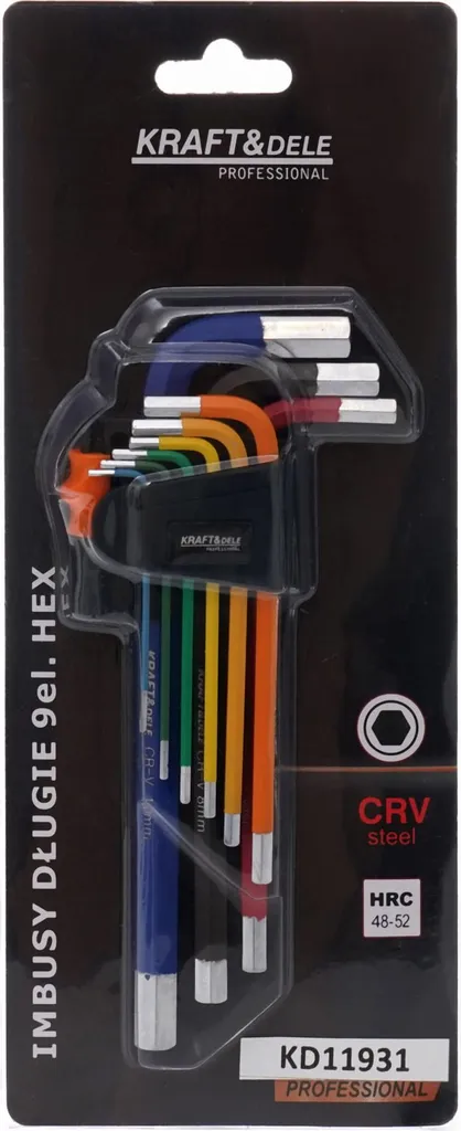 Clés Allen à tête sphérique HEX 9pcs en acier Cr-V code couleurs - 12