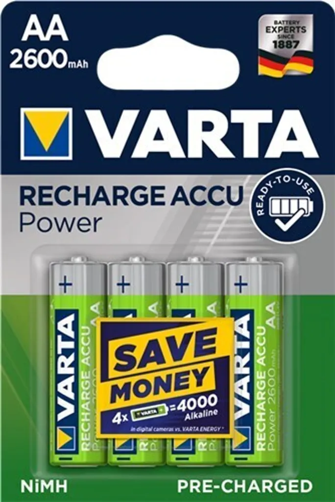 Batterie Rechargeable AA pour Manette et Photo - Varta 2600 mAh HR6