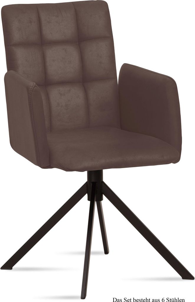 Armlehnstuhl (6er-Set) Drusi 52x91x60 Schwarz/Braun