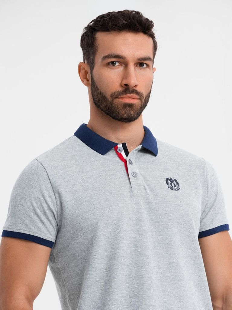Ombre Clothing Herren-T-Shirt mit Kragen Etherron graue Melange S