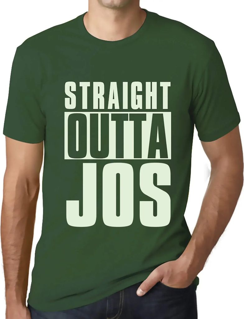 Herren Grafik T-Shirt Straight out of jos – Straight Outta Jos – Öko-Verantwortlich Vintage Jahrgang Kurzarm Lustige Druck Geburtstag Geschenk...