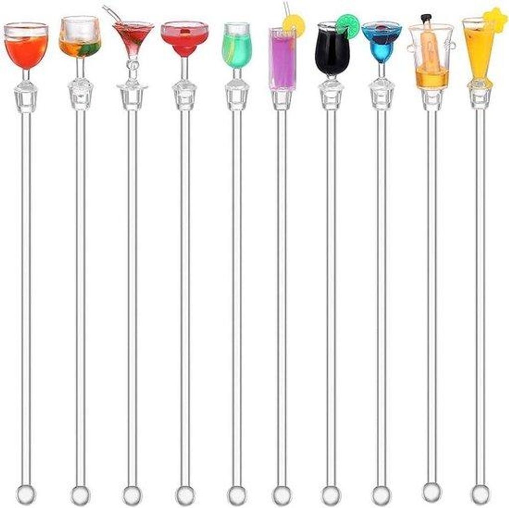 Grüne Glühbirne - Acryl Cocktail-Rührstäbe - Farbenreich und Nachhaltig - Set aus 10 Stücken