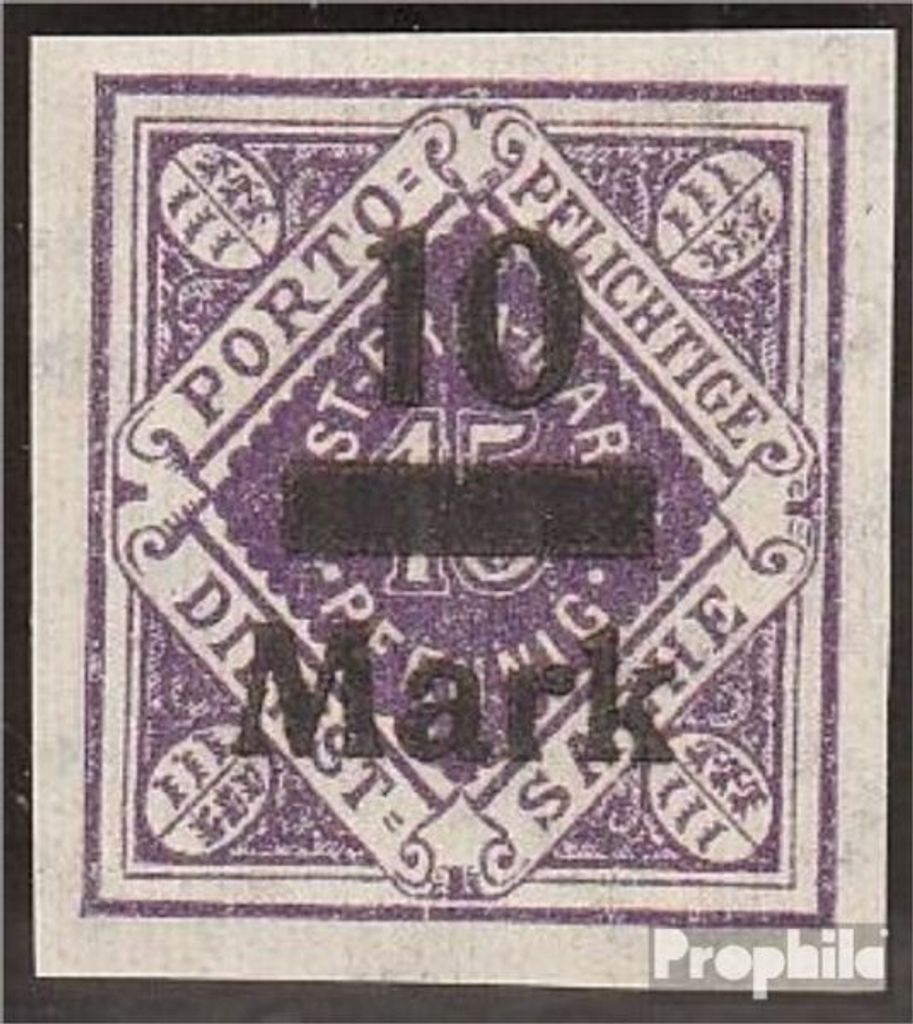 Briefmarken Württemberg 1923 Mi D160U ungezähnt mit Falz Ziffern in Raute