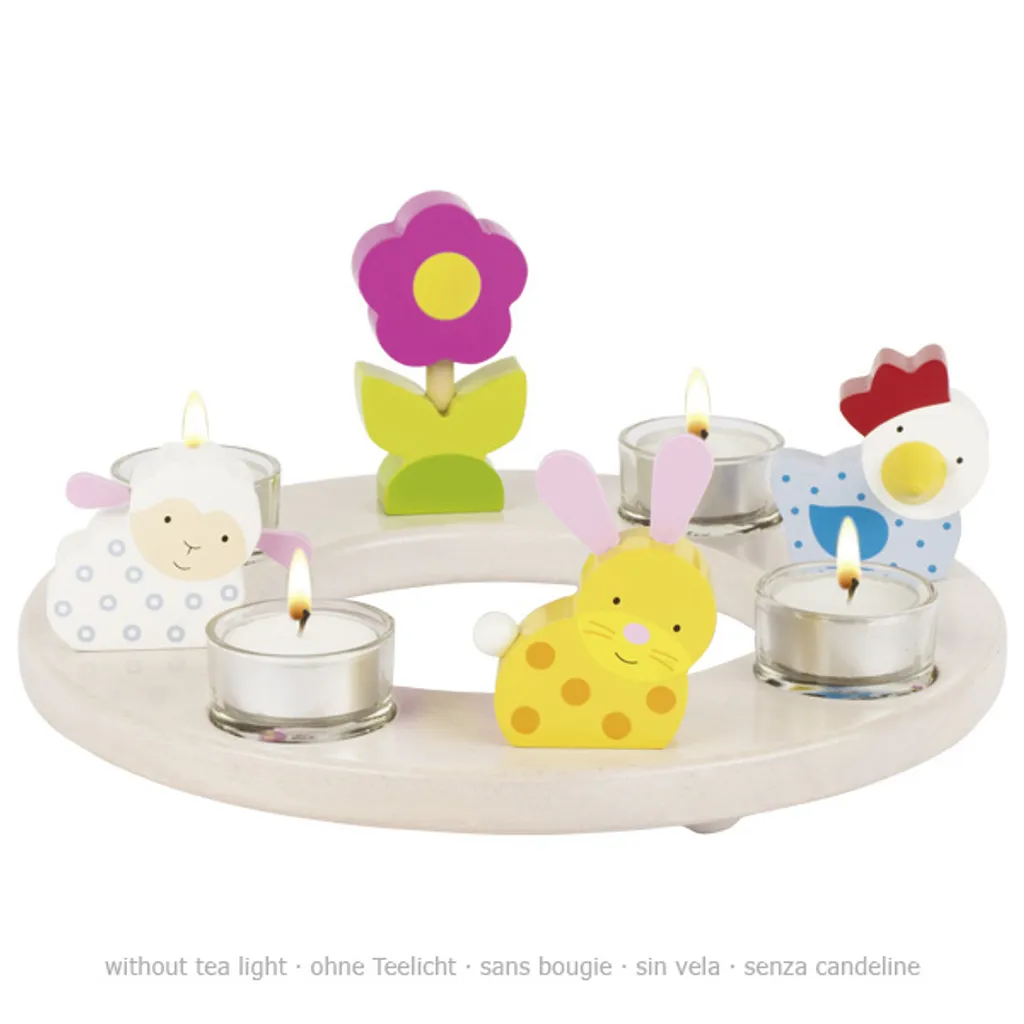 goki 60917 Couronne de bougies Pâques et Noël Multicolore en Bois