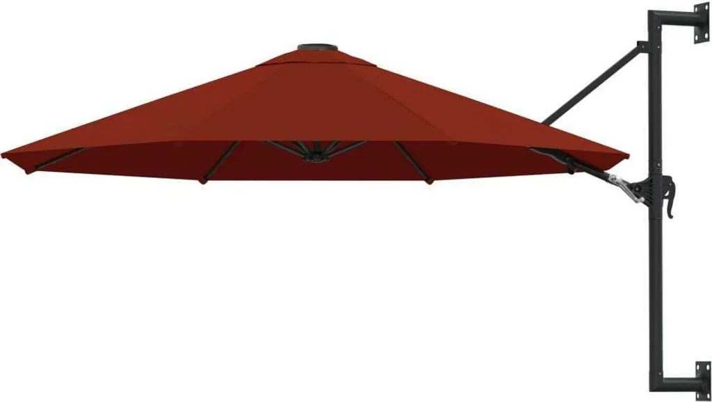 Ombrellone da parete in stile elegante con asta in metallo 300 cm terracotta - Ombrelloni Hommie6690421 1pacco