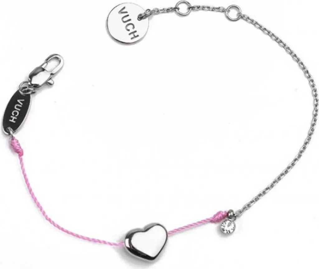 Bracelet cœur rose brillant ajustable avec cristaux roses taille 18 cm