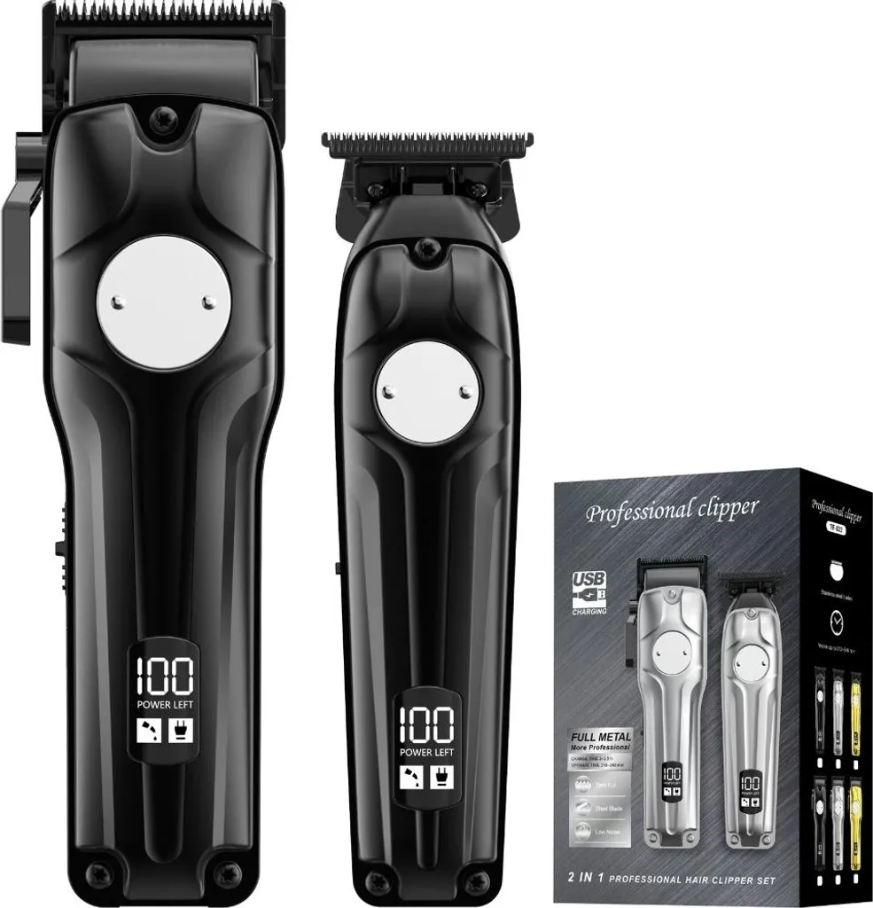 INF Tagliacapelli Professionale Uomo - Senza Fili, Ricaricabile, Silenzioso, 2 Pz Nero