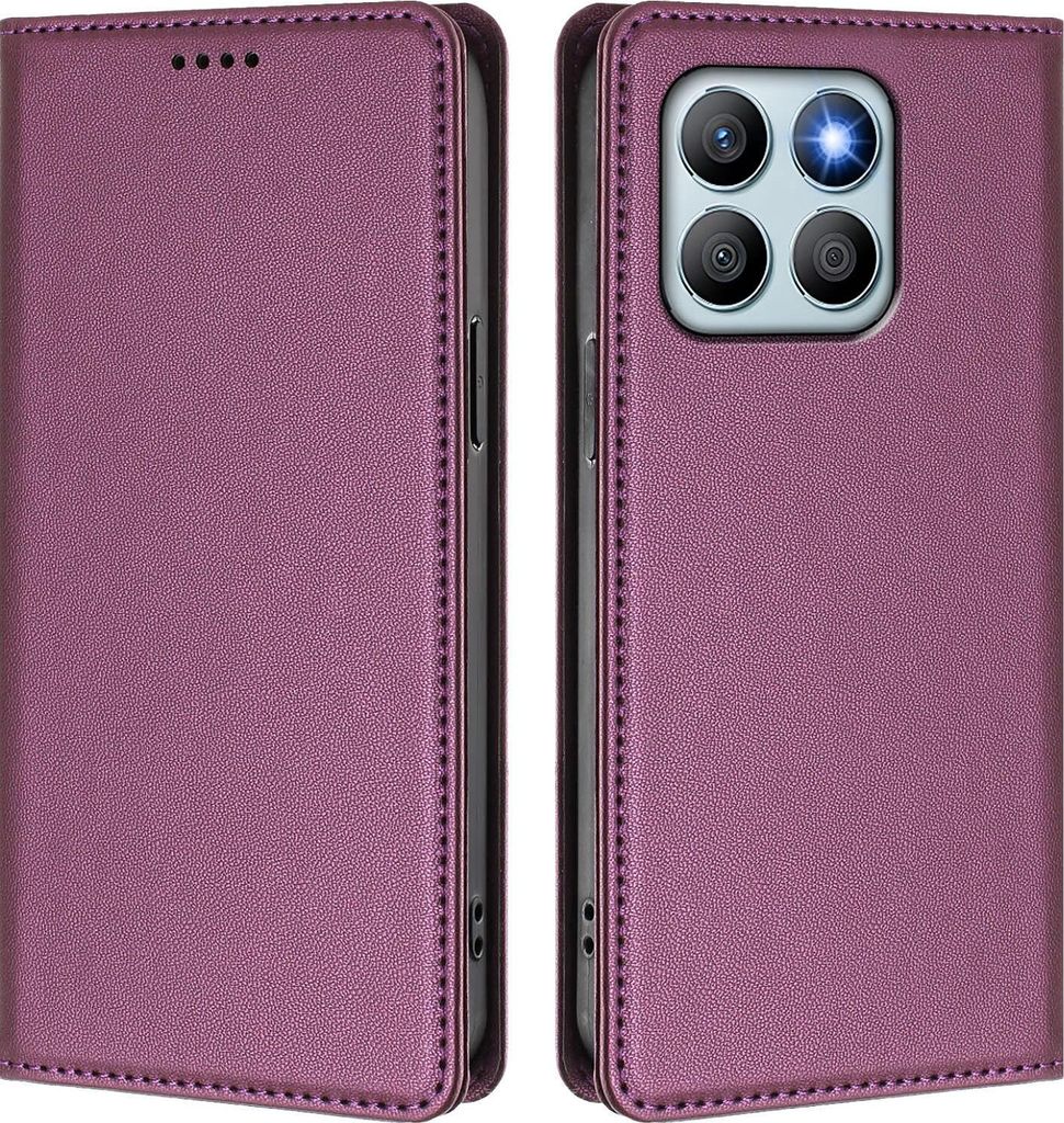 Handyhülle für Honor X8B, Kunstleder Klapphülle Stoßfeste Magnetische Hülle mit Ständer Lila
