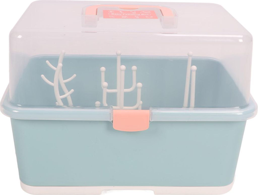 Babyflaschen Trocknungsregale tragbare Pflegerichtsbox -Geschirr Organisator mit Deckung für Kleinkind Home Olive Green