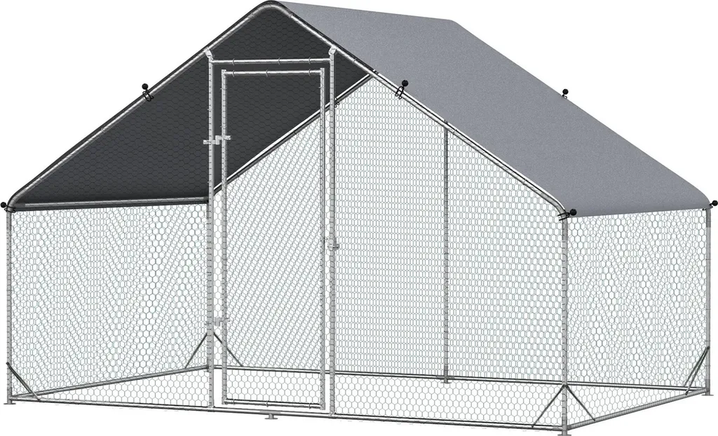 Enclos Poules Aga 3x2x2 m avec Structure Galvanisée et Bâche Étanchéité
