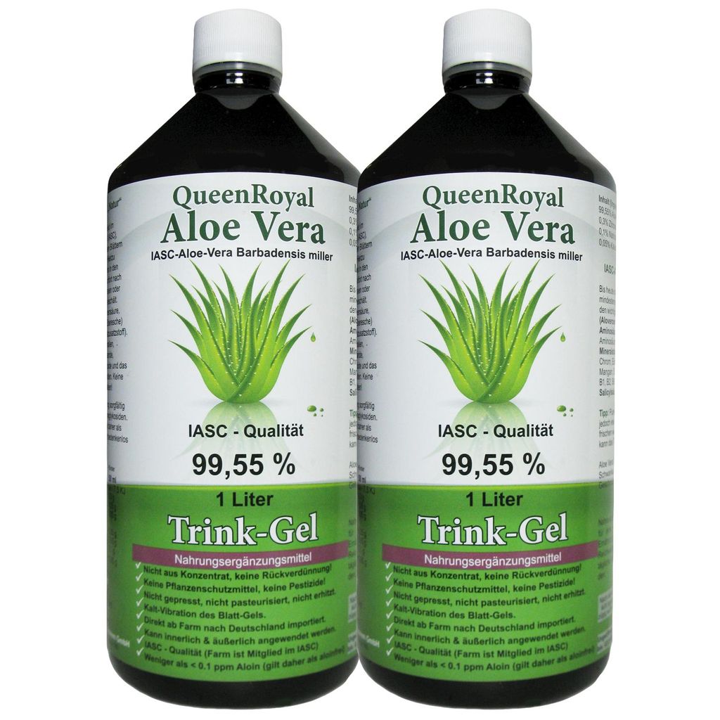 QueenRoyal Aloe Vera Trinkgel 2x 1 Liter Flasche 99.55% Produktbild 
