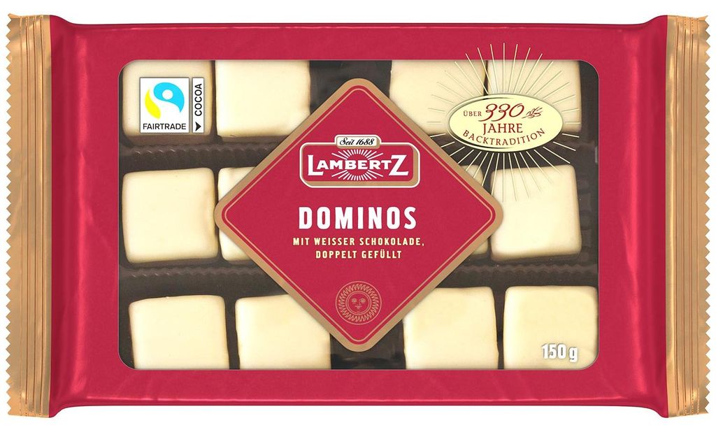 Henry Lambertz Dezert Domino White s bílou čokoládou 150g Obrázek produktu 