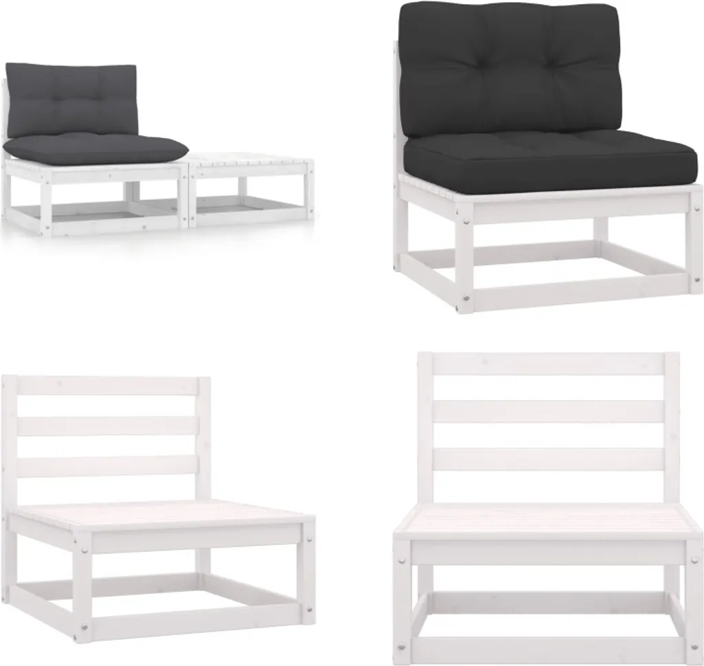 vidaXL Set Salotto Giardino 2 Pezzi Pino Bianco: Mobili Legno con Cuscini