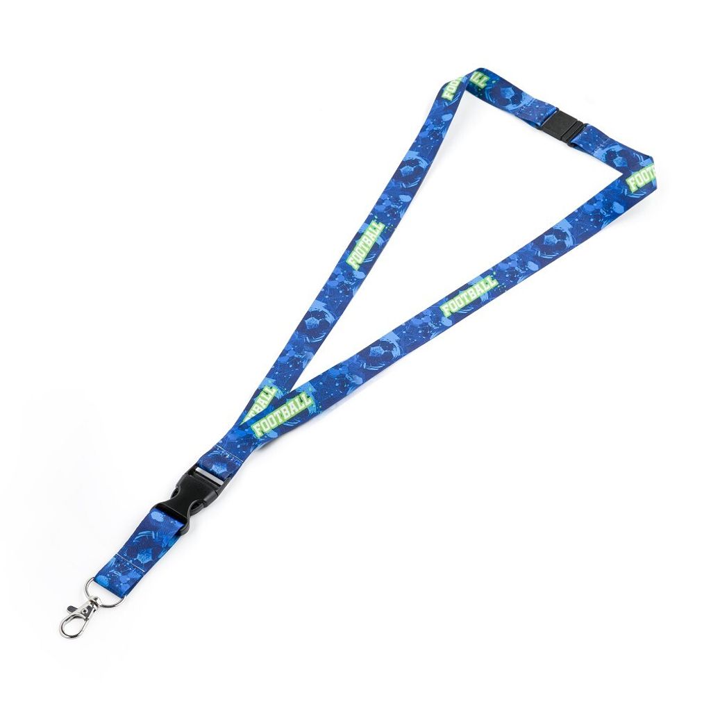 Nackenband für Schulkinder im Fußball-Design mit Karabiner und abnehmbarer Sicherheits-Schnalle