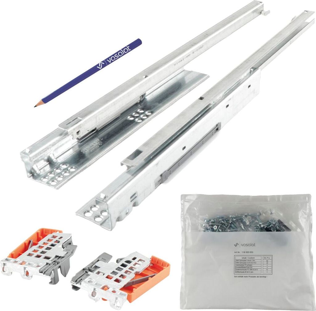 Blum Tandem Teilauszug Set, Schubladenauszug 450mm Blumotion mit praktischer Blum Kupplung, Schubladenführung Tragkraft 30kg - 1 Paar Schubladensc...