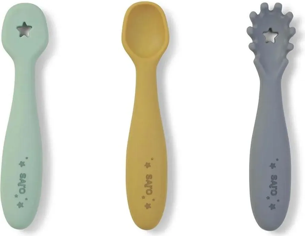Cucchiai Didattici Blu Nebbia | Svezzamento Naturale in Silicone