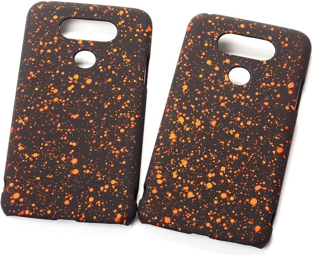 Handy Hülle Schutz Case Bumper Schale für LG G5 3D Sterne Orange