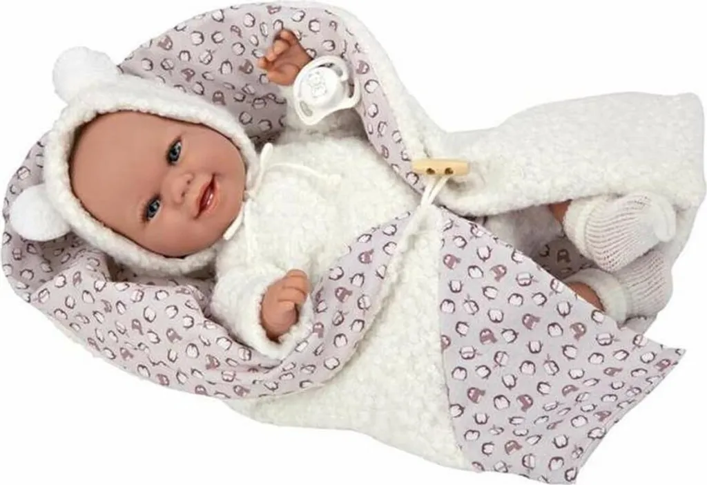 Muñecas Arias Elegance Babyto Poupée de 35 cm avec Couverture Beige