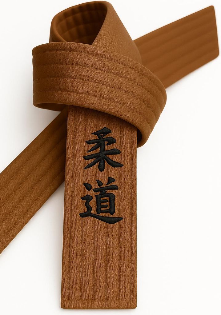 Ju Jutsu Gürtel Braun bestickt - Ju Jutsu Schriftzeichen japanisch - Braungurt mit Kanji Bestickung - 240 cm Länge