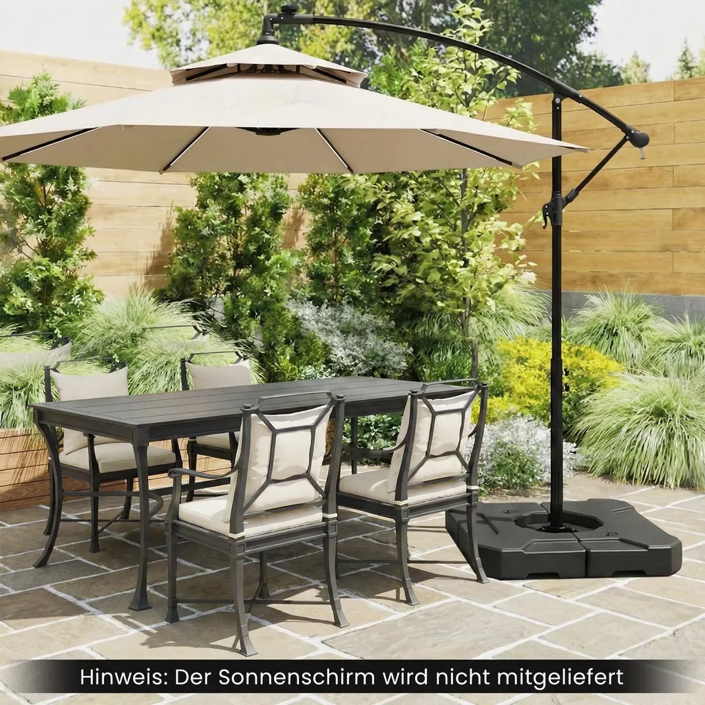 Socle de parasol suspendu lestable 124 kg haute résistance pour extérieur