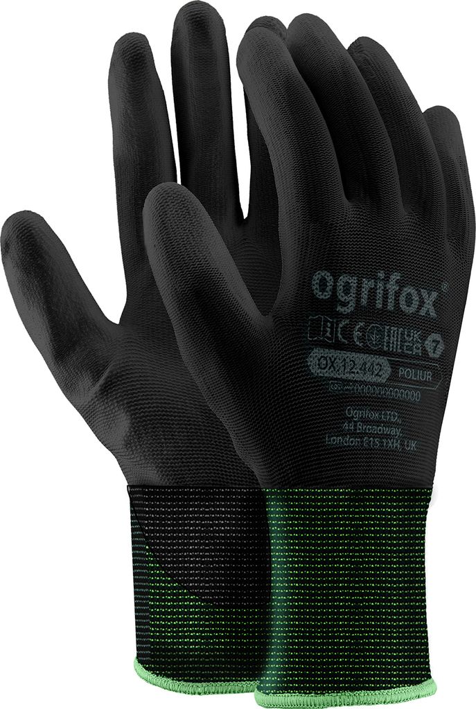 48 Paar Arbeitshandschuhe Polyester Polyethan Beschichtet Montage Schutzhandschuh schwarz Größe 7