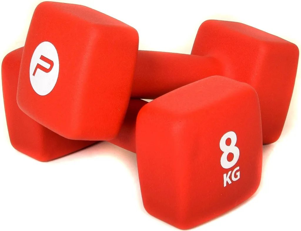 Haltères 8kg antidérapants en néoprène Pure2Improve avec prise stable