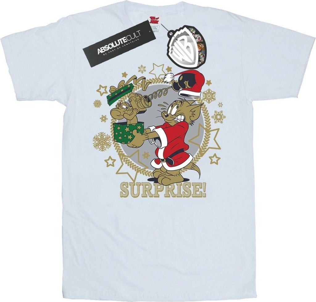 Tom And Jerry - "Christmas Surprise" T-Shirt für Damen BI46261 (XL) (Weiß)