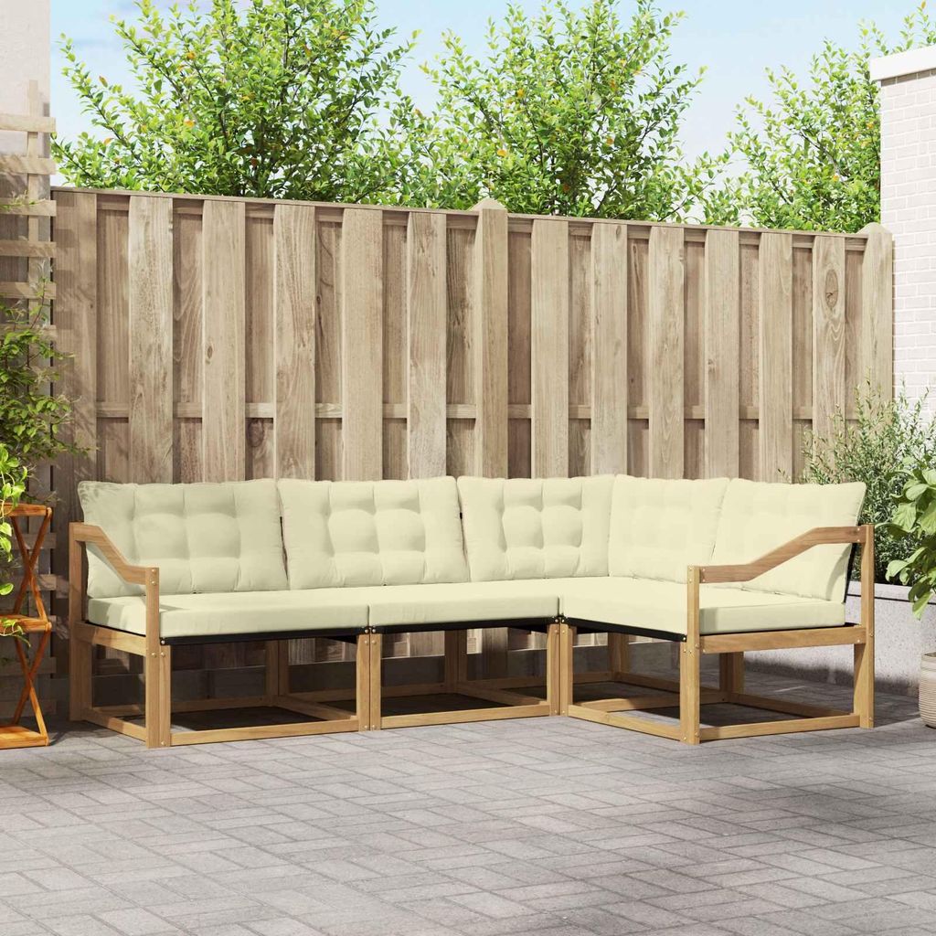 Möbel Outdoor-Sofagarnitur mit Kissen 4 pcs Weiß und CremeGartensofas - Gartensofas c3365