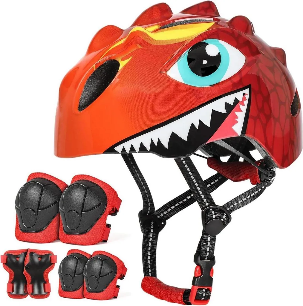 Casque de protection multisport enfant rouge motif 3D réglable 57-61 cm
