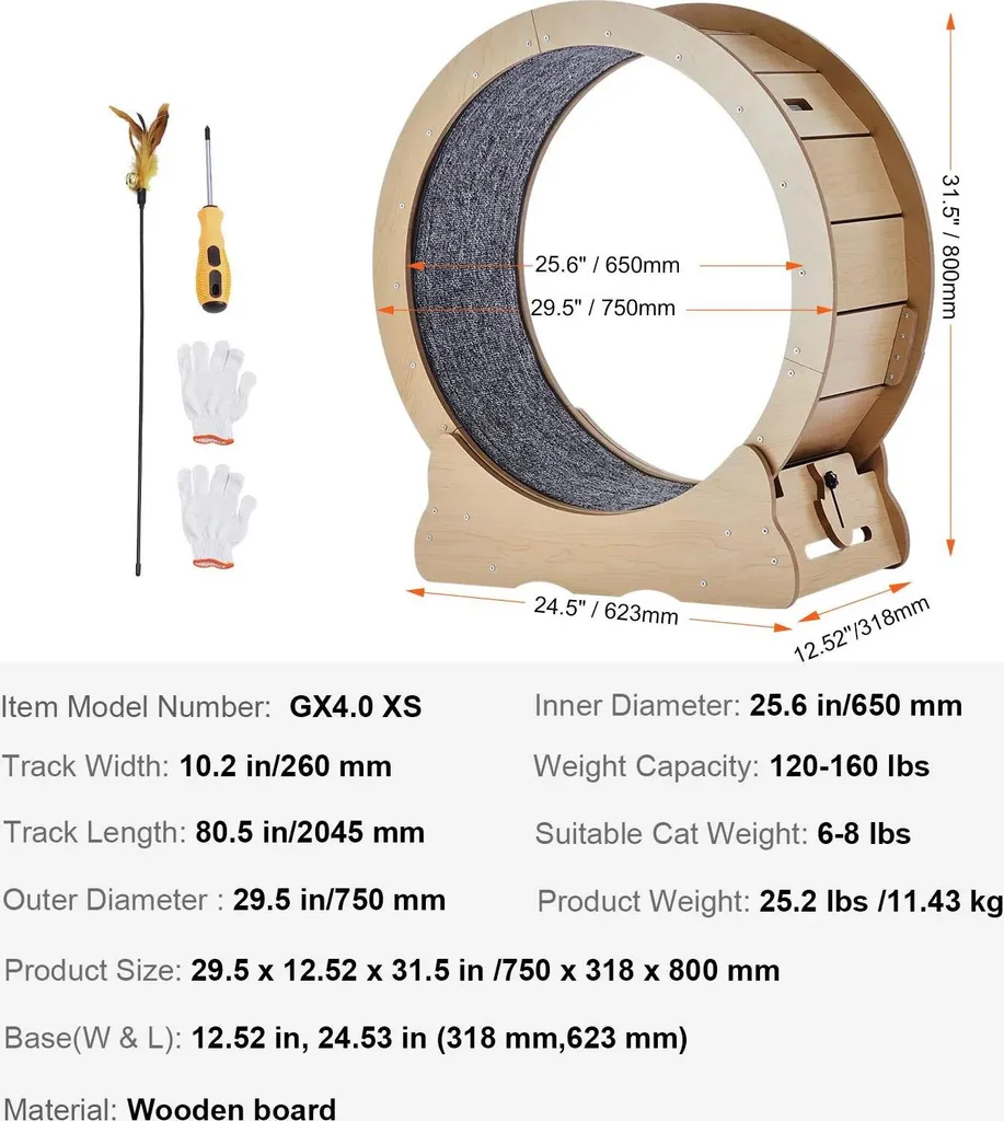 Roue pour chat contre l'obésité et l'ennui, format durable 295 cm