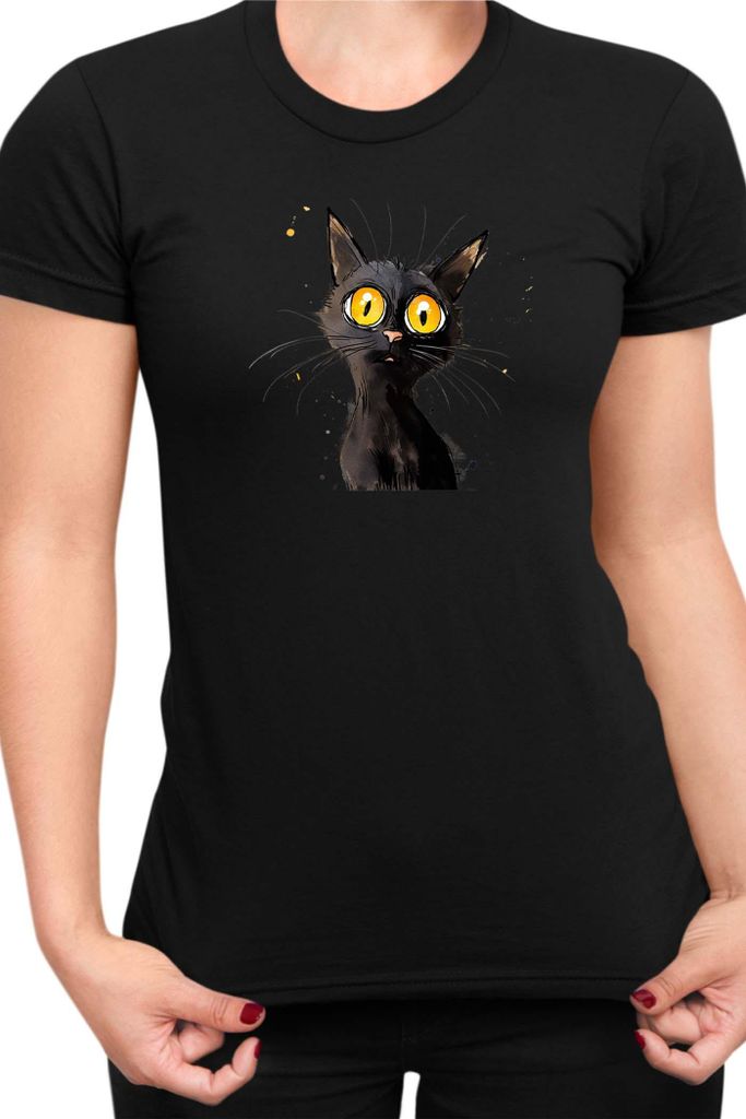 Damen T-Shirt Funny Cats Breeds Bombay Cat 015, Lady M / Schwarz