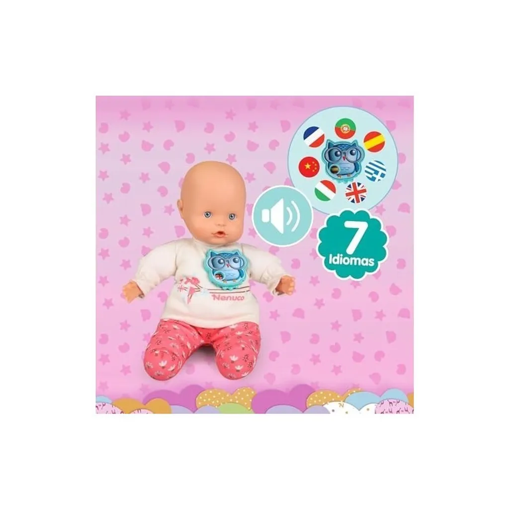 Poupée Nenuco Rosa Parlante - 7 Langues, 35cm, Parfaite pour les Câlins - 7