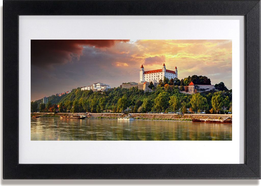 Bild 30x20 MDF-Rahmen Wandkunst Town Lake Landschaft