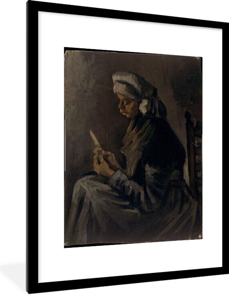 MuchoWow Gerahmtes Poster Kartoffelschäler - Vincent van Gogh 60x80 cm - Poster mit Schwarzem Bilderrahmen Wandposter Rahmen Foto Bilder - Wohnz...