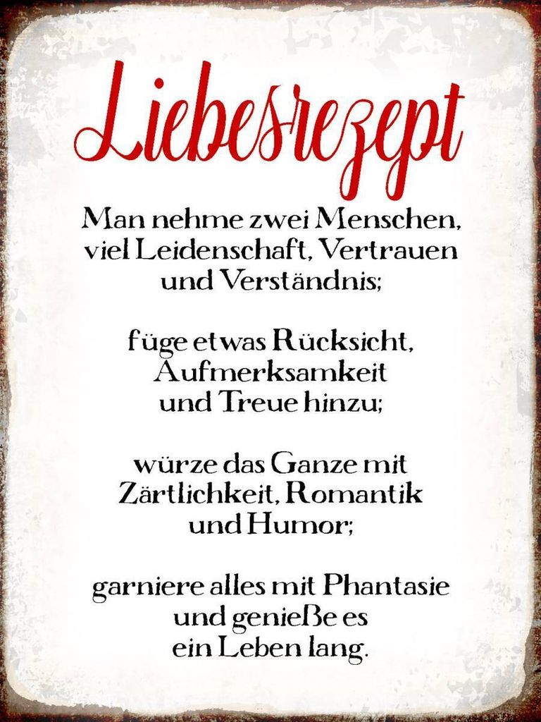 vianmo Holzschild 40x30 cm Liebesrezept Retro Produktbild 