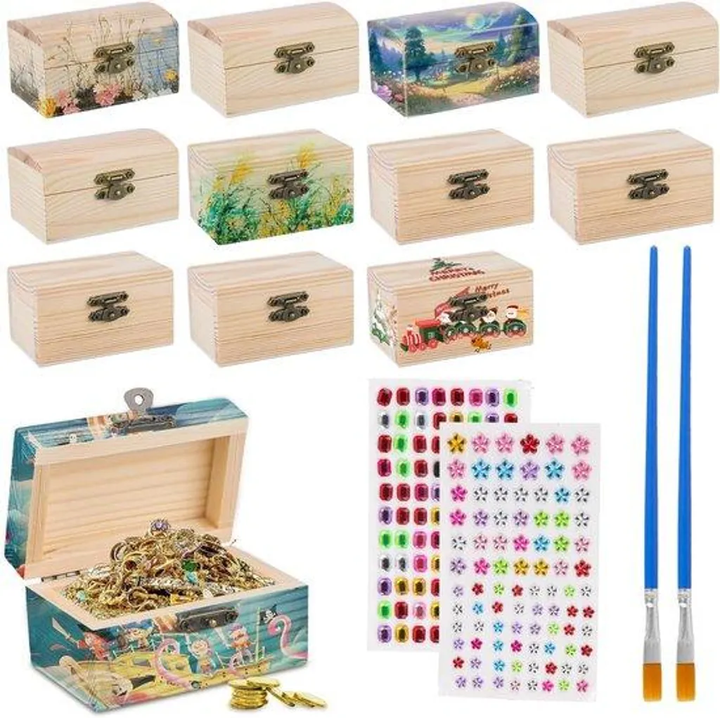 10 Petites boîtes en bois brut pour bricolage DIY et loisirs créatifs