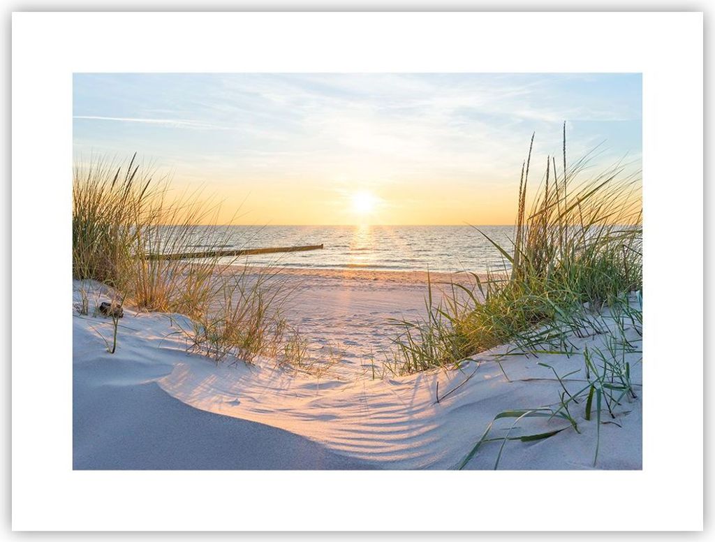 Poster - Poster ohne Rahmen - Düne Strand Meer - 40x30 cm - Wand Bild - Wanddeko - Wandbilder - Kunstposter - Wandposter - Bilder - Kunstdruck - W...