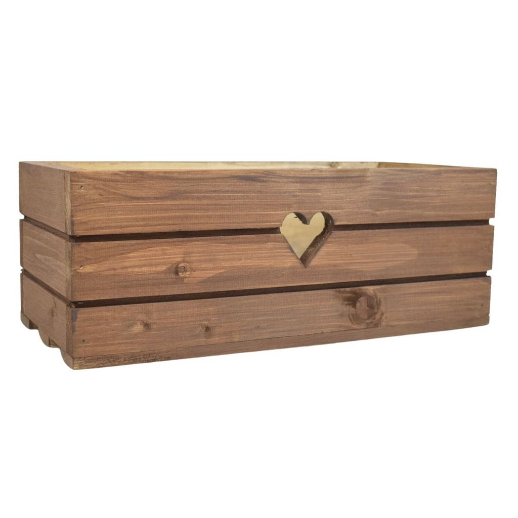 Dřevěný truhlík z masivu srdce- hnědý 40 cm Obrázek produktu 