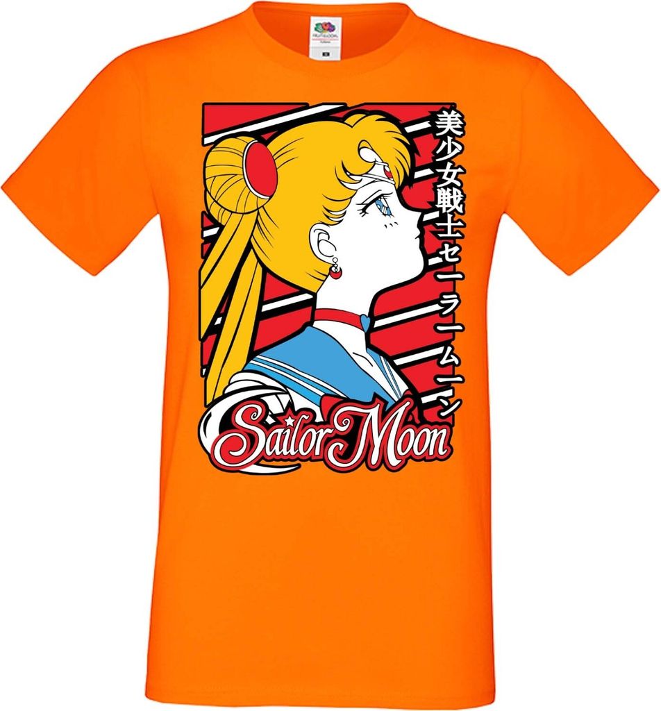 Herren T-Shirt Anime Manga Sailor Anime Manga Moon 01, Man 3XL / Orange