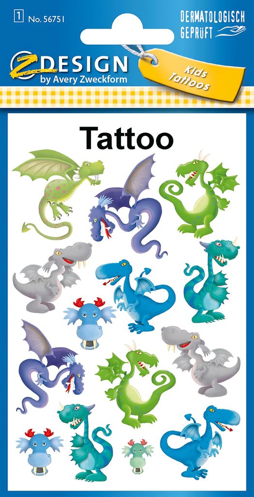 AVERY ZWECKFORM 56751 Tatouage dragon multicolore Image du produit 