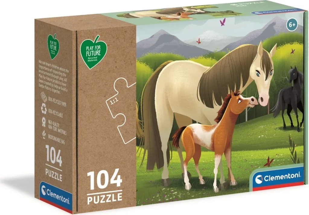 Puzzle enfant 104 pièces chevaux solide et écologique contre l'ennui