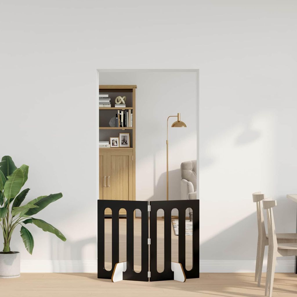 Faltbarer Haustierzaun 2 pcs Schwarze Eiche 100,5 x 38 x 70 cm - Sonstiges Hundezubehör DE1732