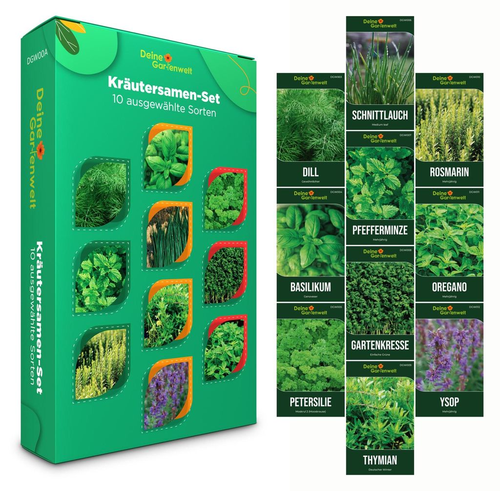Kräutersamen Set - 10 Sorten Samen - Saatgut Sortiment - Produktbild 
