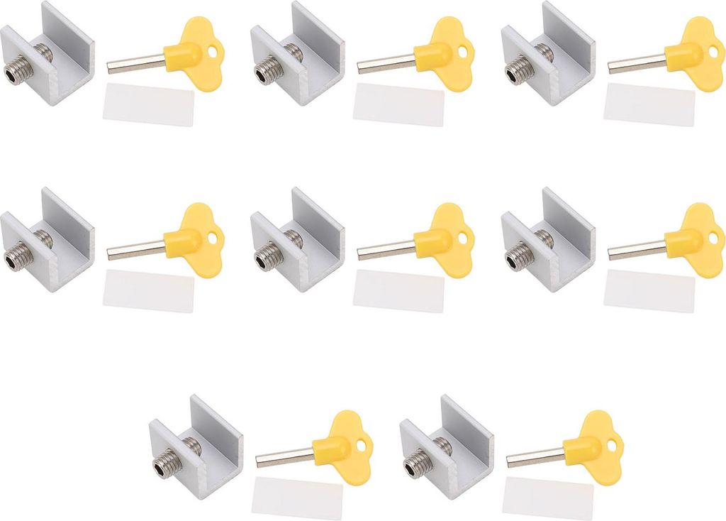 8 Sets verstellbare Fensterriegel mit Einzellochverriegelung aus Aluminiumlegierung, vertikal/horizontal, silberfarben
